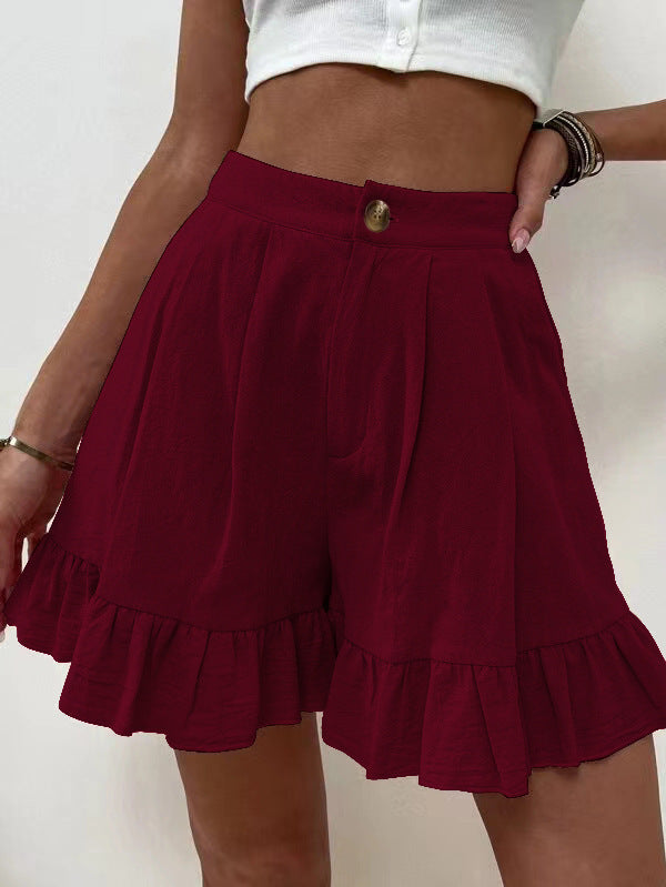 Damen Volant-Shorts mit elastischem Bund und seitlichen Taschen Stalluxe