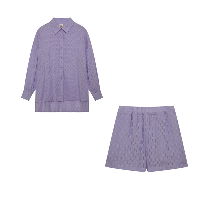 Damen lässiges Set mit atmungsaktiver Hemdbluse und komfortablen Shorts Stalluxe