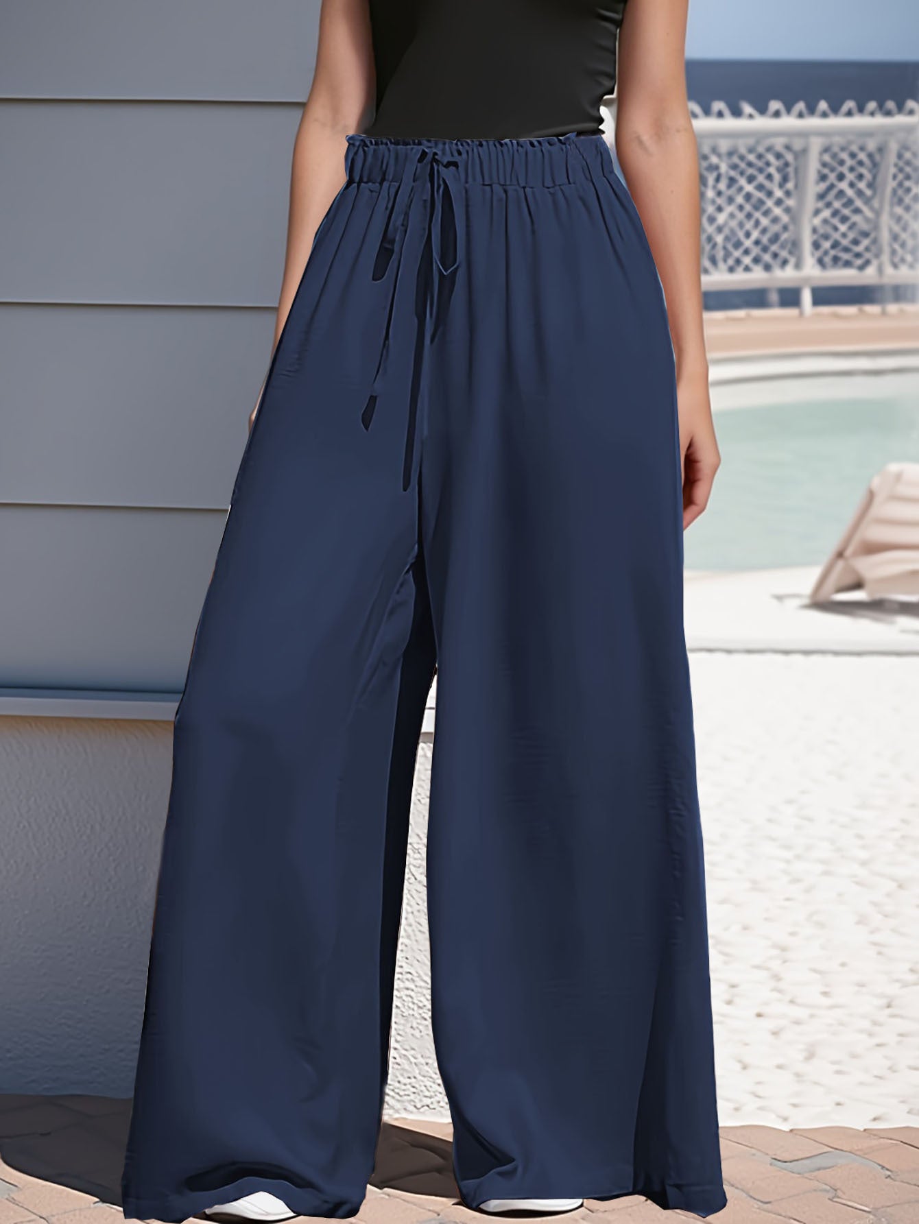 Damen Weite Sommerhose mit elastischem Bund und praktischen Taschen Stalluxe