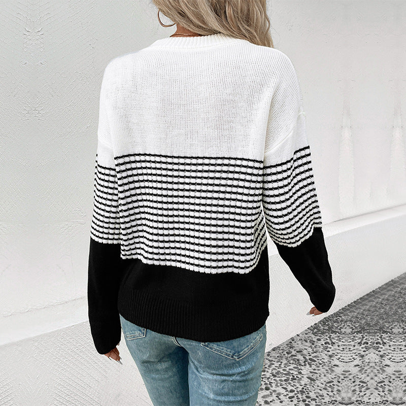 Damen Strickpullover mit modernen Blockstreifen Stalluxe