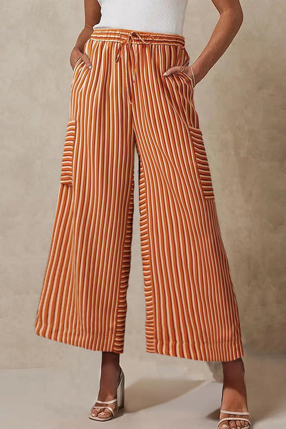 Women's Striped Wide-Leg Trousers Stalluxe