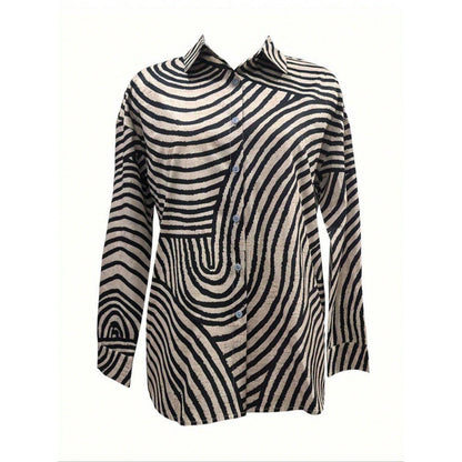 Damen modernes Hemdblusenshirt mit grafischem Muster Stalluxe