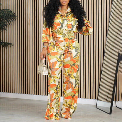 Damen Blumenmuster Jumpsuit mit eleganter Schnittführung und langen Ärmeln Stalluxe