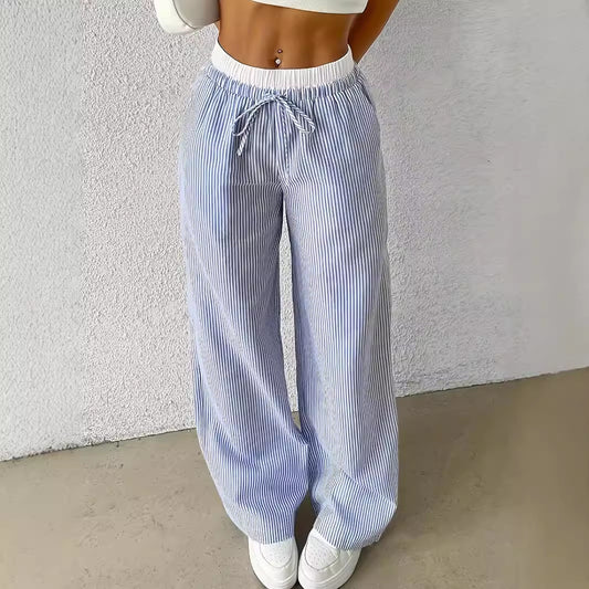 Damen Weite gestreifte Freizeithose Stalluxe