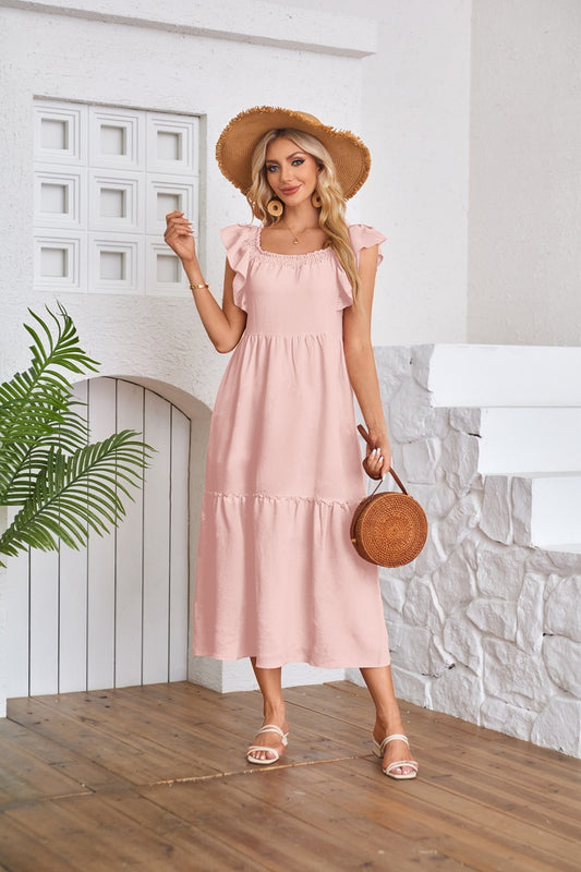 Damen Maxikleid mit Rüschendetails Stalluxe