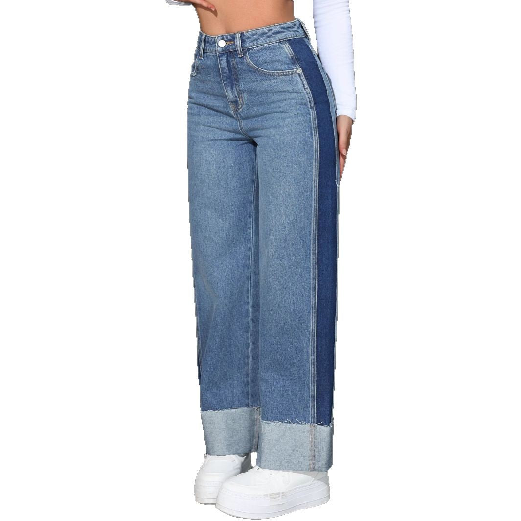 Damen Weit geschnittene Jeans mit umgeschlagenem Saum Stalluxe
