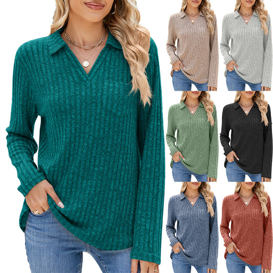 Damen Langarm Poloshirt mit feinem Rippenstrukturdesign Stalluxe