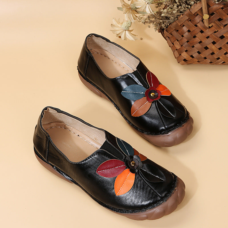 Damen bequeme Ballerinas mit floralem Design und elastischem Riemen Stalluxe
