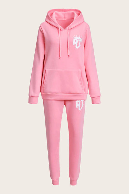 Damen kuscheliges Hoodie- und Jogginghose-Set mit praktischem Kängurutaschen-Design Stalluxe