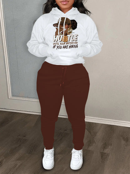 Damen Hoodie und Jogginghose Set mit motivierendem Aufdruck Stalluxe