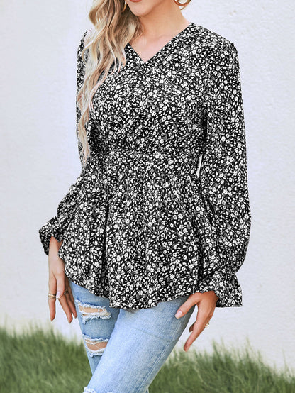 Damen Ausgestellt Bluse mit floralem Design und Rüschendetails Stalluxe