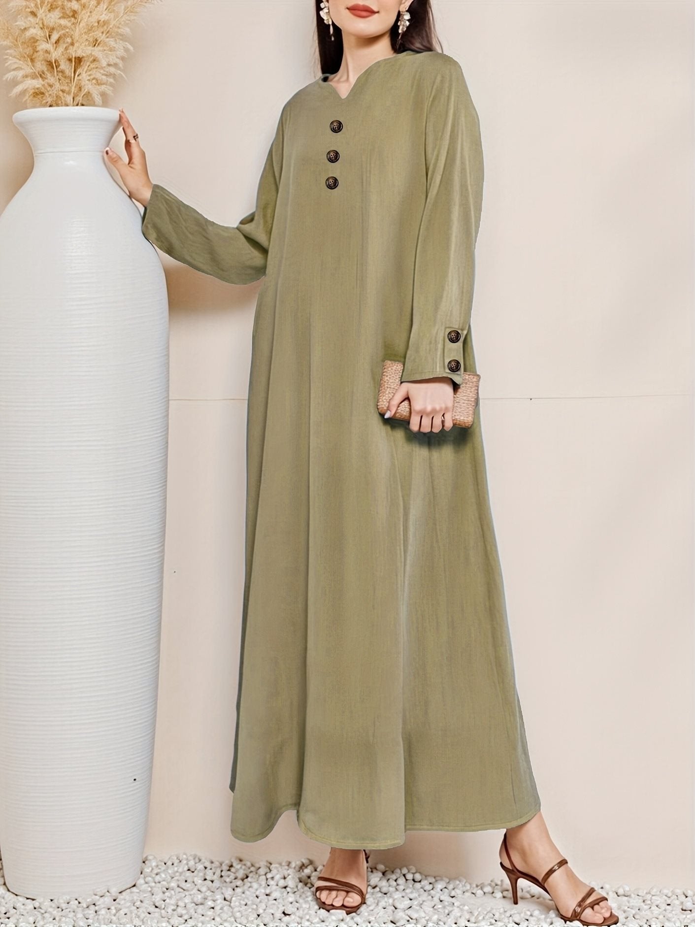 Damen Maxikleid mit eleganter Knopfleiste Stalluxe