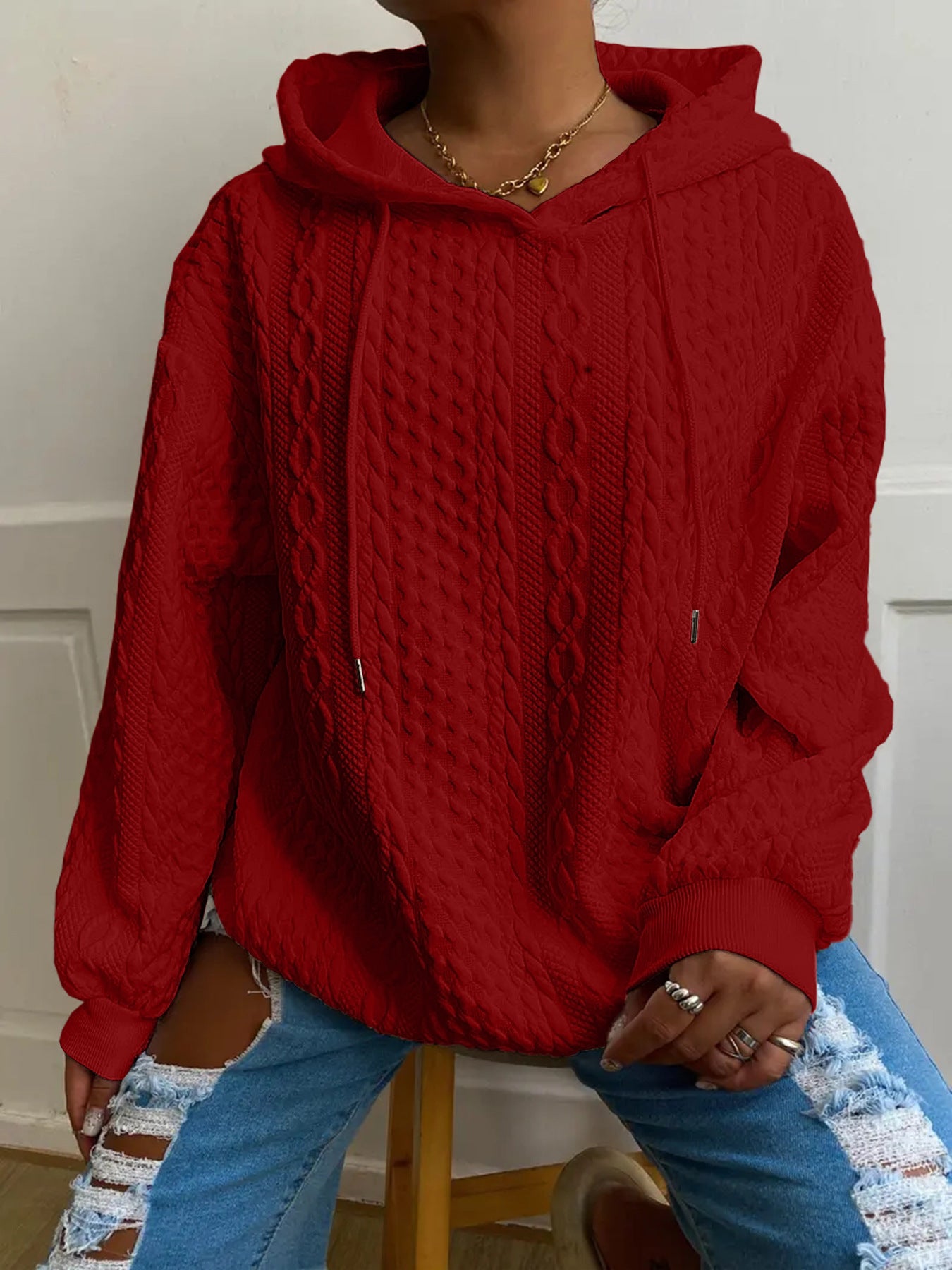 Damen Strickdesign Kapuzenpullover im Oversize-Schnitt Stalluxe