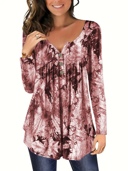 Damen lange Bluse mit Knopfleiste und elegantem Faltenwurf Stalluxe