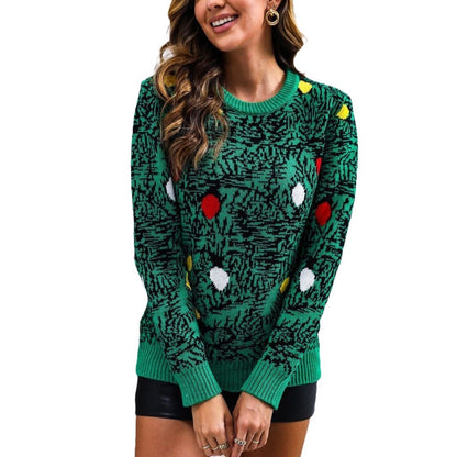 Damen Festlicher Strickpullover mit buntem Weihnachtsbaum-Motiv Stalluxe