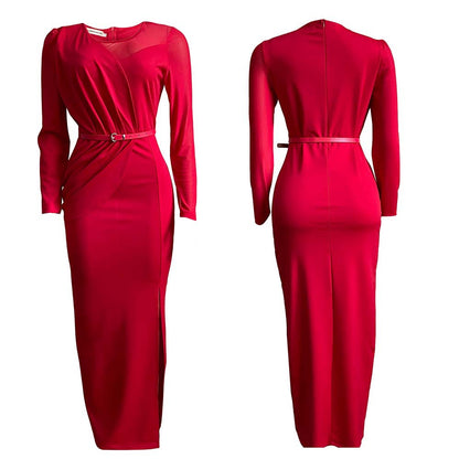 Damen Midi-Kleid mit figurbetonendem Design und elegantem Schlitz Stalluxe