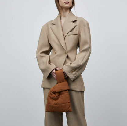 Damen Modischer Oversized Blazer mit doppelter Knopfleiste und strukturiertem Stoff Stalluxe