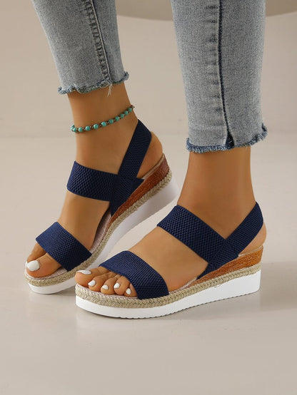 Damen Wedge-Sandalen mit gepolstertem Fußbett und elastischen Riemen Stalluxe