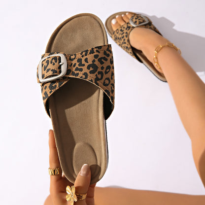 Damen Komfortable Slide-Sandalen mit modischem Schnallen-Detail Stalluxe