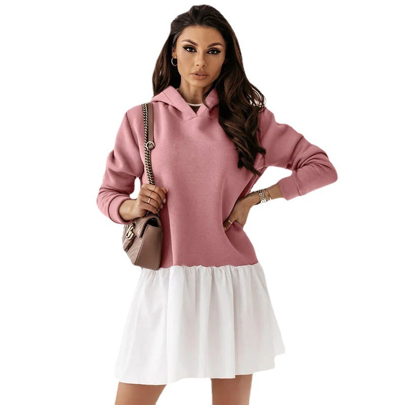 Damen lässiges Sweatkleid mit Kapuze Stalluxe