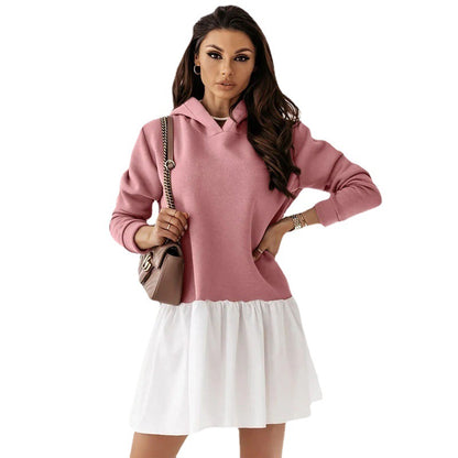 Damen lässiges Sweatkleid mit Kapuze Stalluxe