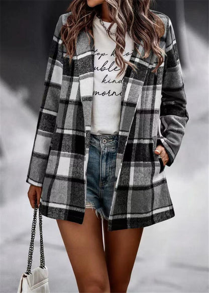 Damen Karierter Wollblazer Stalluxe