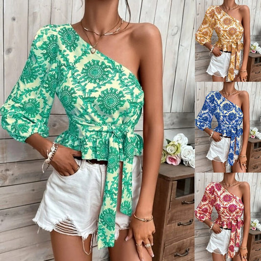 Damen asymmetrisches Ein-Schulter-Peplum-Top Stalluxe