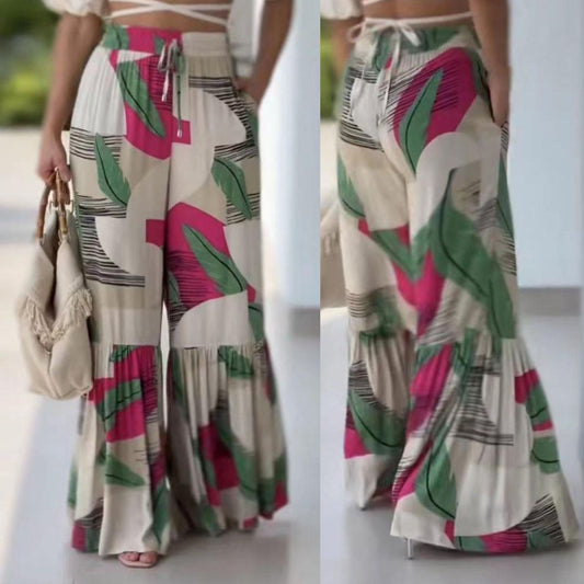 Damen Weit geschnittene Sommerhose mit voluminösen Falten Stalluxe