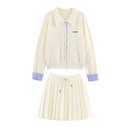 Damen Set aus Strickjacke und Rock mit eleganter Plissee-Optik Stalluxe