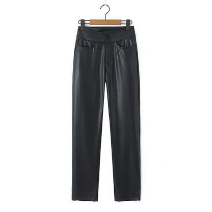 Damen Modische Kunstlederhose mit schmalem Schnitt und praktischen Taschen Stalluxe