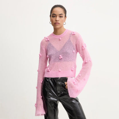 Damen Modischer Pullover mit strukturiertem Design und aufgebauschten Ärmel Stalluxe