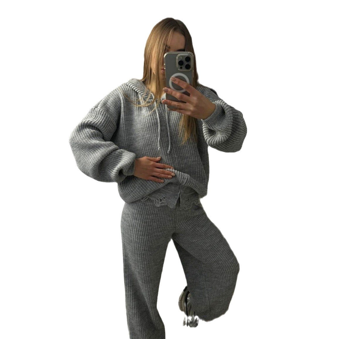 Damen Strickanzug mit lässigem Schnitt und modernem Hoody Stalluxe