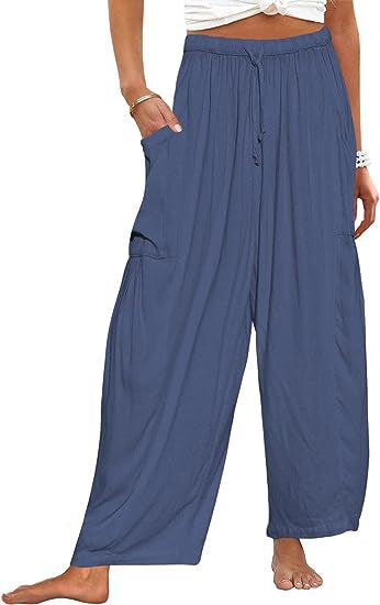 Damen weite Freizeithose mit tiefen Taschen und elastischem Bund Stalluxe