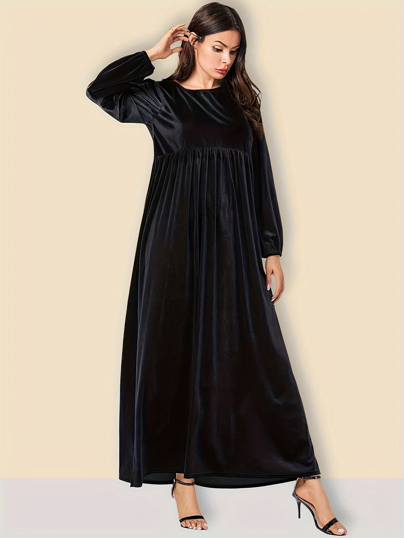 Damen Elegantes Maxikleid aus samtigem Stoff mit weitem Schnitt Stalluxe