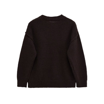 Damen lässiger Strickpullover mit Rundhalsausschnitt und überschnittenen Schultern Stalluxe