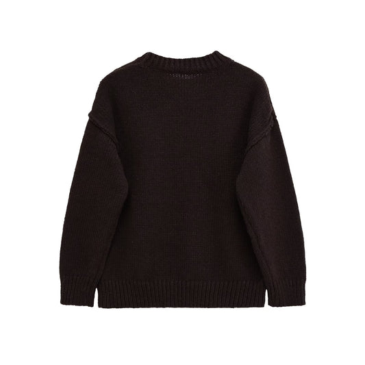 Damen lässiger Strickpullover mit Rundhalsausschnitt und überschnittenen Schultern Stalluxe
