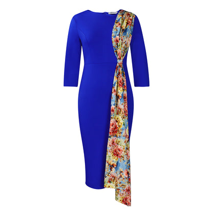 Damen Elegantes Kleid mit floralen Akzenten und raffinierter Drapierung Stalluxe