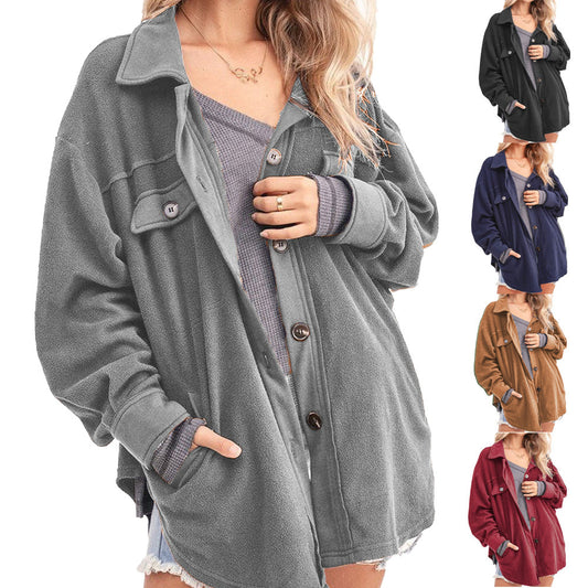 Damen lässige Overshirtjacke aus weichem Fleece Stalluxe