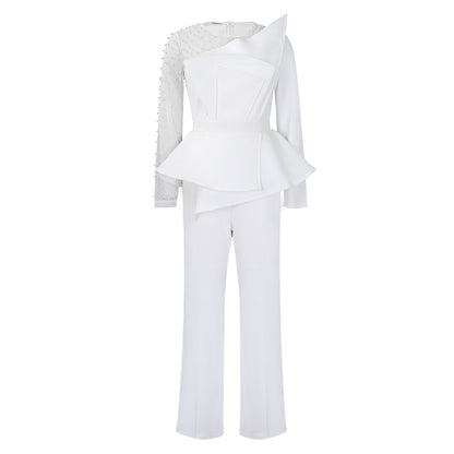 Damen Eleganter Overall mit asymmetrischem Design und raffiniertem Kragen Stalluxe