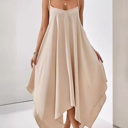 Damen Luftiges Spaghettiträger-Kleid mit asymmetrischem Saum und weichem Stoff Stalluxe