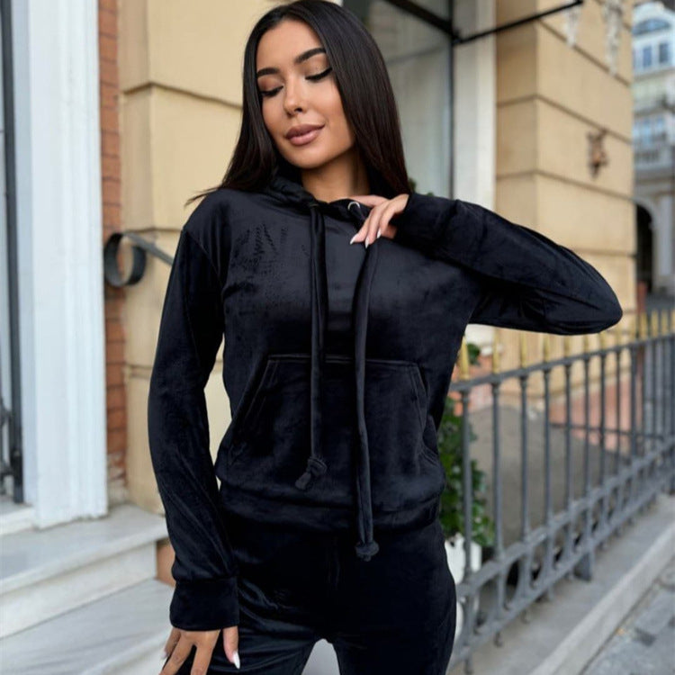 Damen Fleece-Jogginganzug mit Kapuze und elastischem Bund Stalluxe
