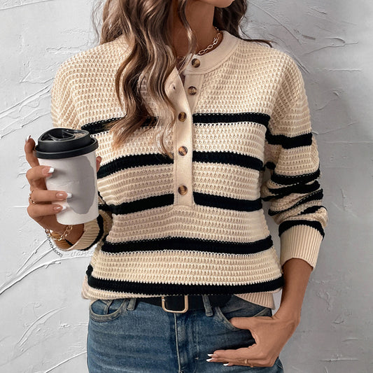 Damen Strickpullover mit Knopfleiste Stalluxe