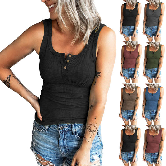 Damen komfortables Trägershirt mit Knopfdetails Stalluxe