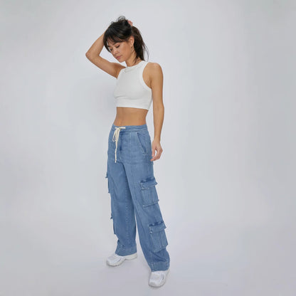 Damen Cargo-Jeans mit weiten Beinen und praktischen Taschen Stalluxe