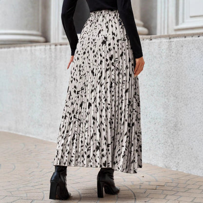 Damen Maxi-Faltenrock mit modischem Muster Stalluxe