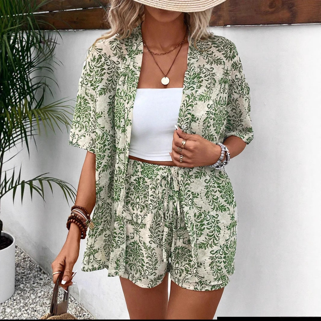 Damen lässiges Sommer-Outfit mit floralem Muster Stalluxe