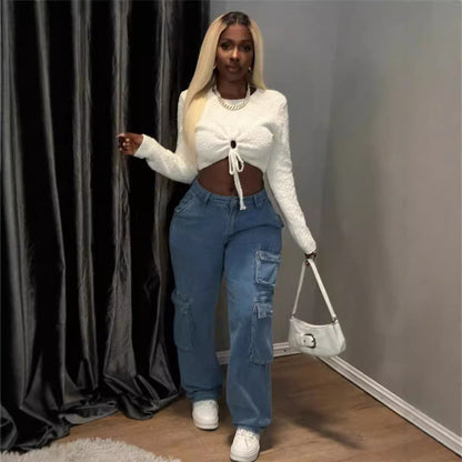 Damen Crop-Top mit Kordelzug und raffiniertem Schnitt Stalluxe