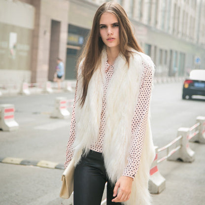 Damen Modischer Kunstpelz-Weste Stalluxe Creme