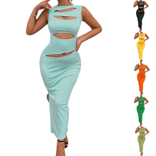 Damen figurbetontes Cut-Out Maxikleid Stalluxe