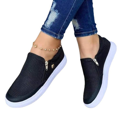 Damen Slip-On Sneakers mit modischem Reißverschlussdesign und atmungsaktiver Oberfläche Stalluxe